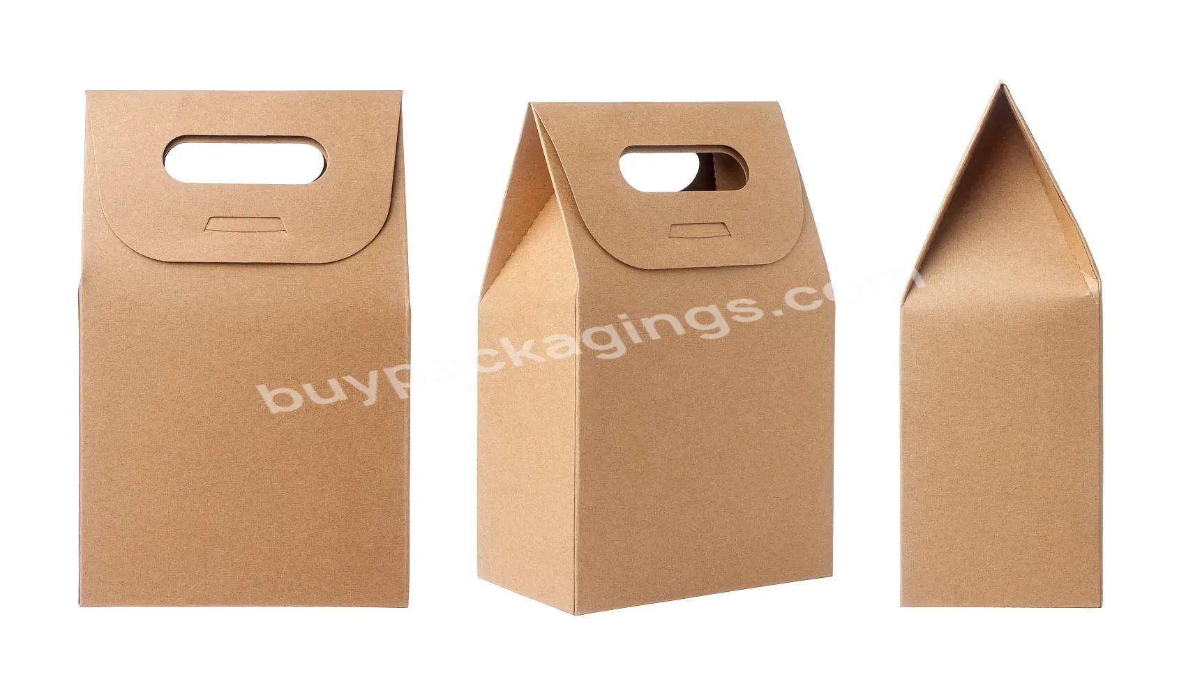 Custom High Quality Take Away Paper Bag Square Paper Bag For Bread Dessert Packaging Paper Bags Supplier