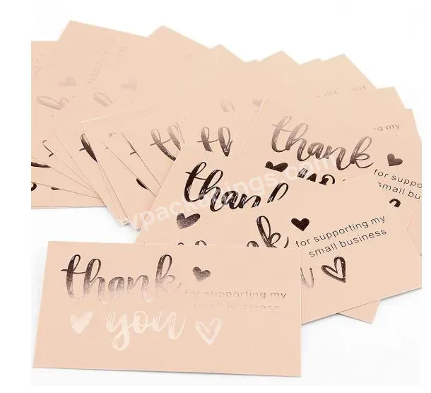 Custom High Quality Thank You Card Pink Packaging Logo Red Gold Thank You Business Cards