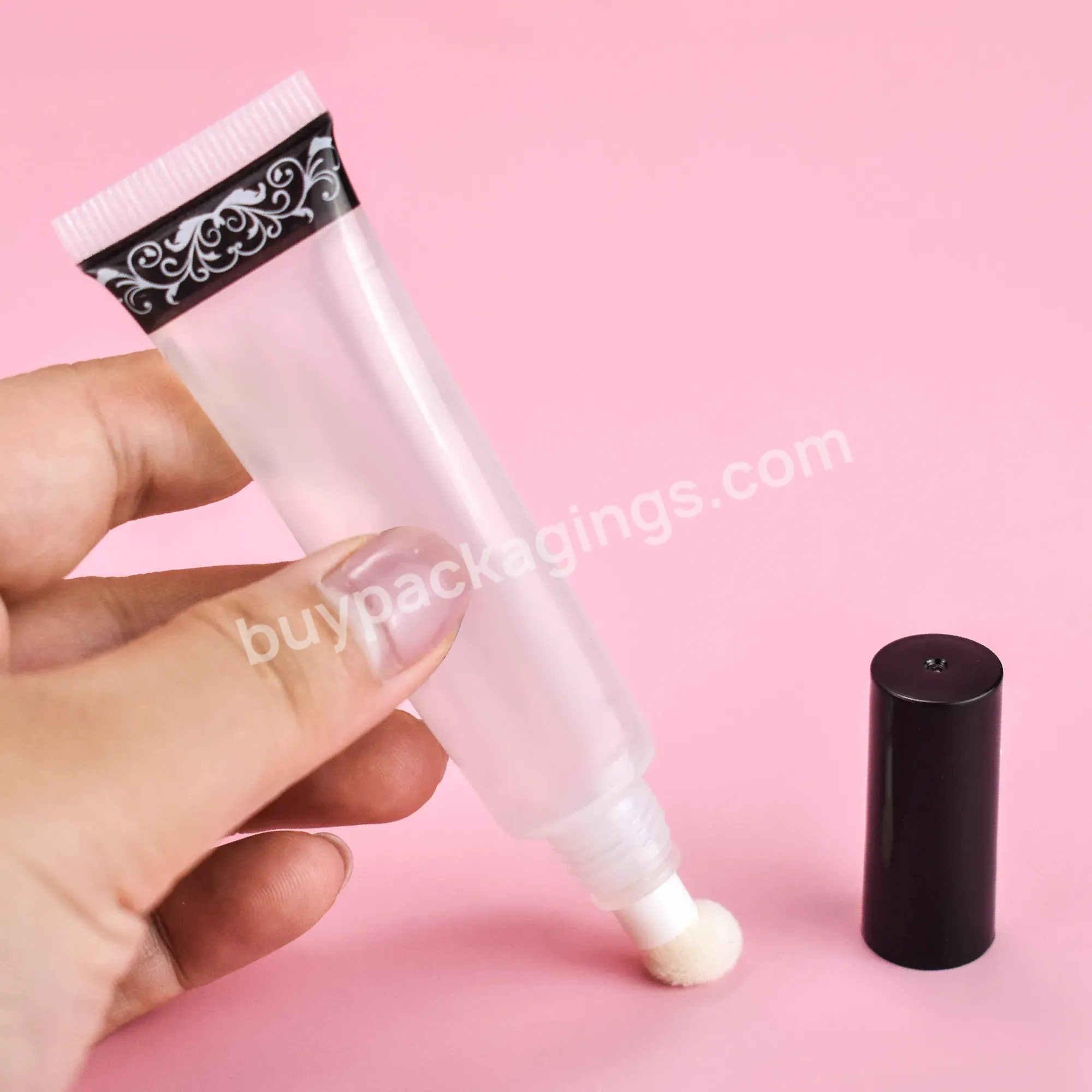 Custom High Quality Unique Lipgloss Tube Empty Cosmetic Container Packaging Clear Pink 10g 15g Squeeze 10ml Lip Gloss Tube