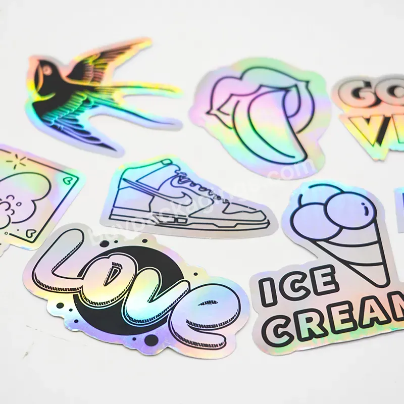 Custom Hologram Die Cut Vinyl 3d Sticker Printing Decorative Rainbow Laser Cartoon Sticker