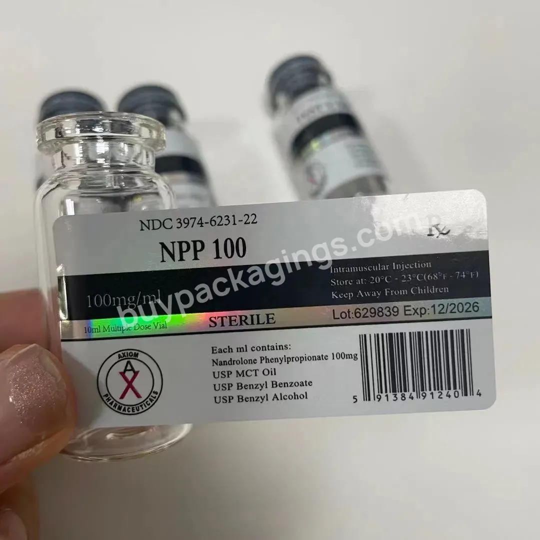 Custom Hologram Laser Paper 3x6cm 10ml Vial Labels With Small Plastic Boxes