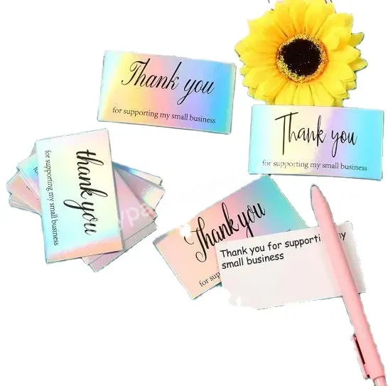 Custom Hologram Thank You Cards Glossy Gold Foil Business Card With Logo