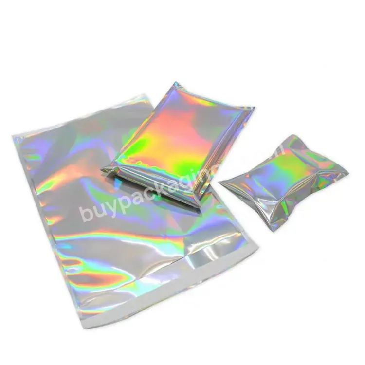 Custom Holographic Aluminum Laminated Plastic Shirts Self Adhesive Clothing Packaging Courier Mailing Bag