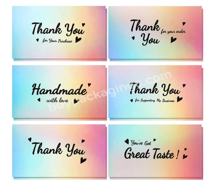 Custom Holographic Gold Thankyou Small Business Card Printed Cards Business Square Thanku Card