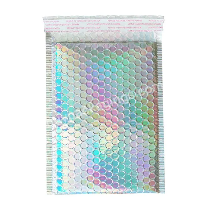 Custom Holographic Mailing Bag with Logo Waterproof Envelope Mailing Bags Metallic Poly Holographic Bubble Mailers