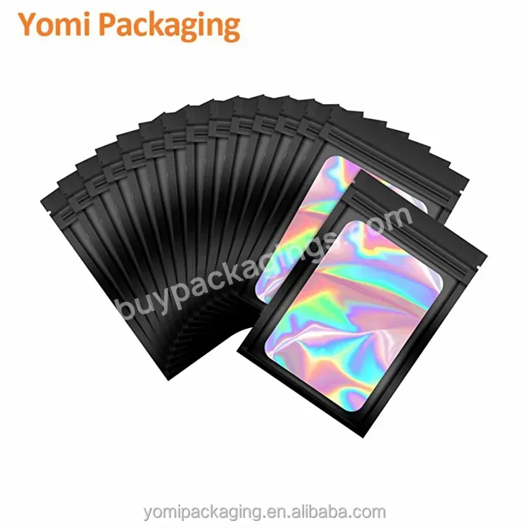 Custom Holographic Window Mylar Bags 3.5g - Buy Mylar Bags 3.5g,Holographic Window Mylar Bags 3.5g,3.5g Mylar Bags.