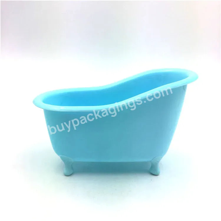 Custom Home Decoration Mini Blue Ceramic Bathtub Soap Dish