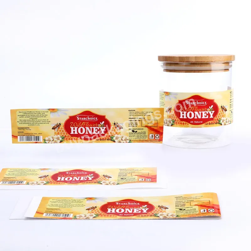 Custom Honey Jar Labels Glass Jam Bottle Label Stickers Brand Logo Product Packaging Sticker