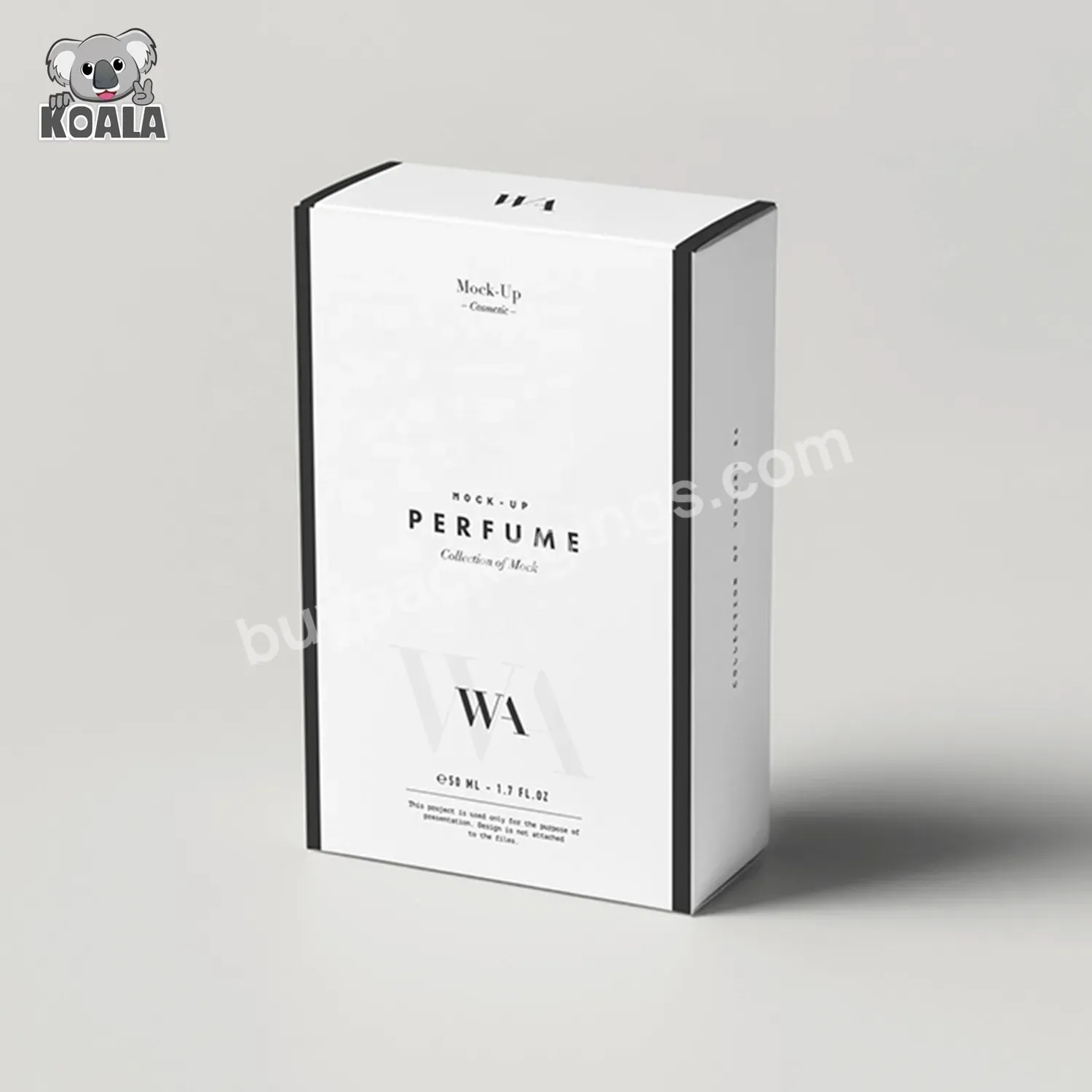 Custom Hot Sale Design 10ml 50ml 100ml White Small Men Paper Sample Perfume Box Packaging
