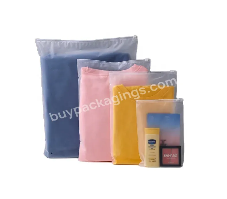 Custom Hot Sale Printed Frosted Waterproof Clear Pe Plastic Zipper Bag For Clothing Packaging