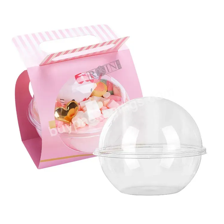 Custom Hot Sale Round Shape Transparent Cake Box Mousse Cake Dessert Packaging Round Ball Box Baking Packaging Plastic Cake Box