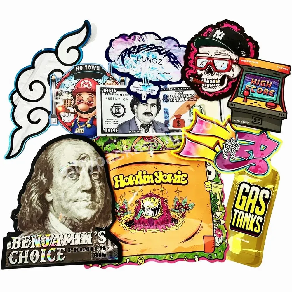 Custom Inside Printed Resealable Mini 3.5 7g 1/8 Oz Unique Special Shaped Candy Die Cut Smell Proof Mylar Baggies 3.5 With Logo