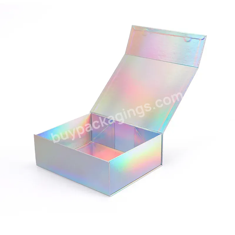 Custom Iridescent Paper Luxury Packaging Collapsible Box With Cover