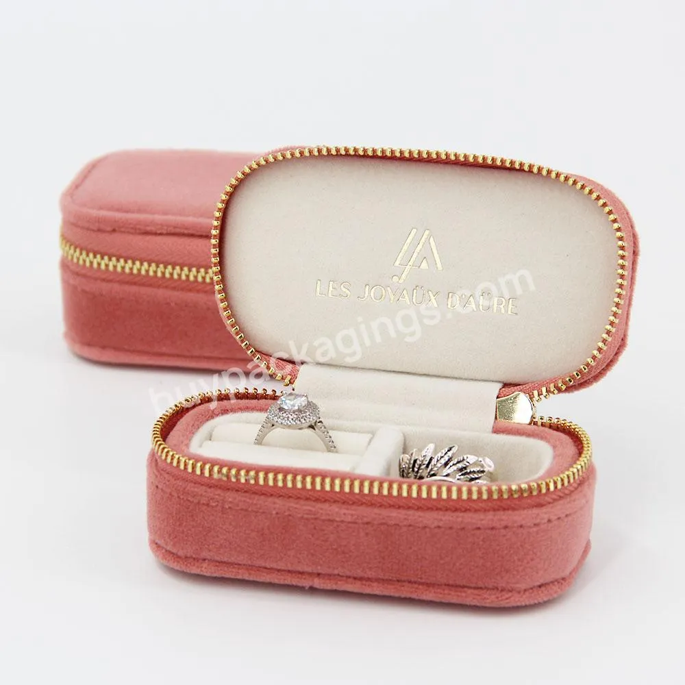 Custom jewelry gift box set pink women elegant jewelry gift boxes necklace ring earring travel velvet jewelry gift box