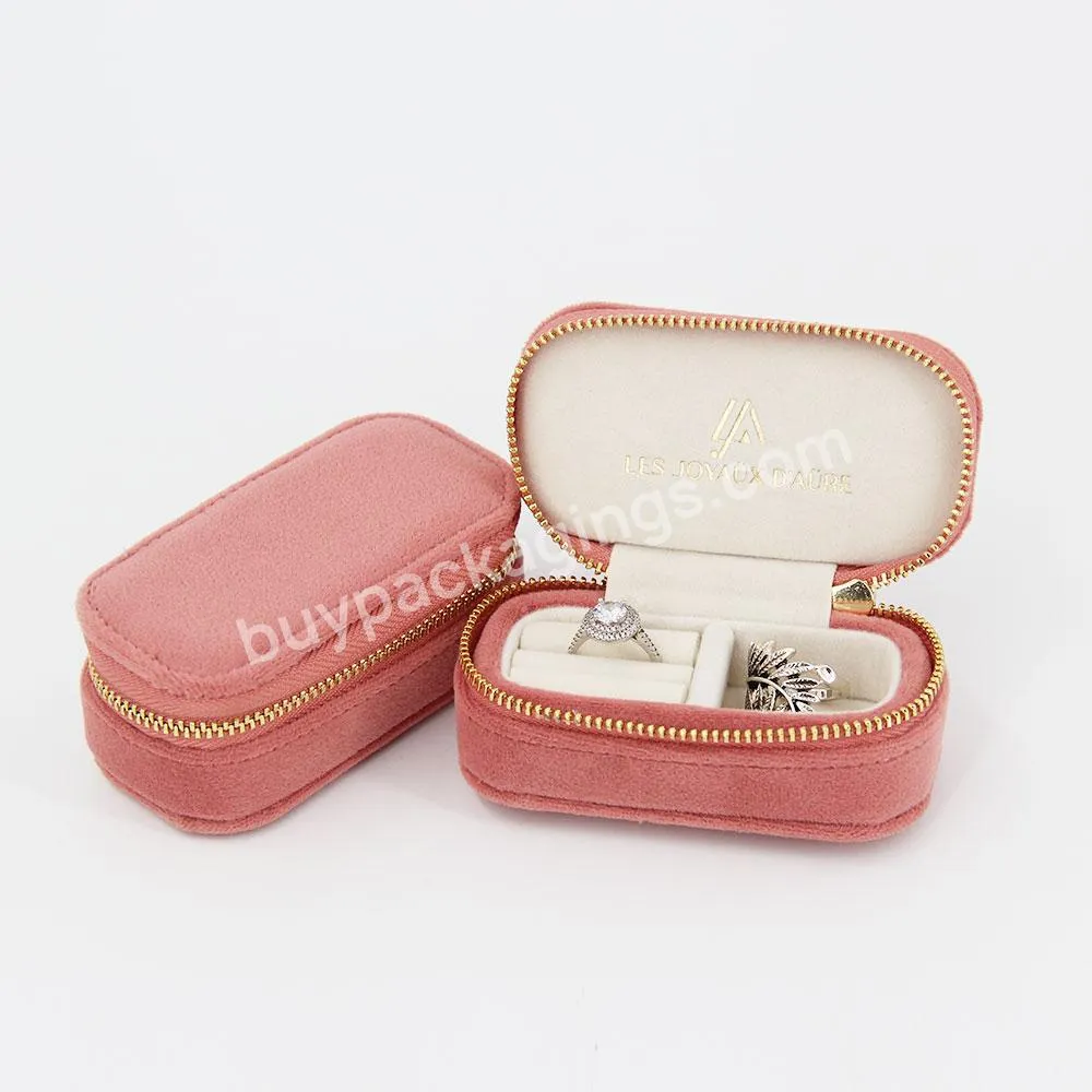 Custom jewelry gift box set pink women elegant jewelry gift boxes necklace ring earring travel velvet jewelry gift box