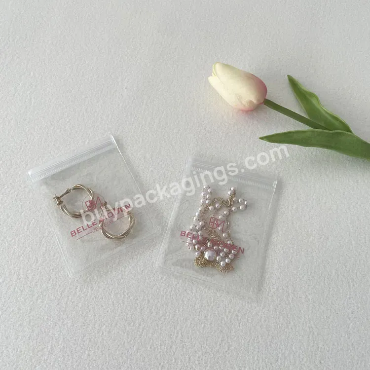 Custom Jewelry Ziplock Pouch Pvc Bags With Your Logo Transparent Zipper Bag For Jewelry Earring Packaging