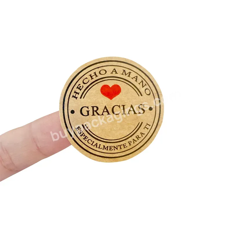 Custom Kraft Gracias Spanish Thank You Labels Stickers Handmade Package Envelope Seal Label Scrapbooking Stationery Sticker