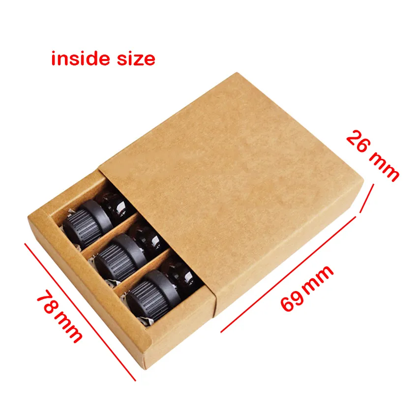 custom kraft paper 3 essential face oil bottle drawer style cosmetic packaging gift set box for skin care