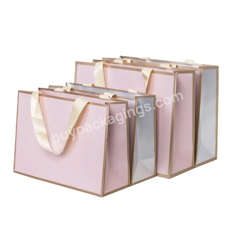 Custom Kraft Paper Bag Waterproof Luxury Shopping Bag Clothing Packaging Bag With Satin Silk Ribbon