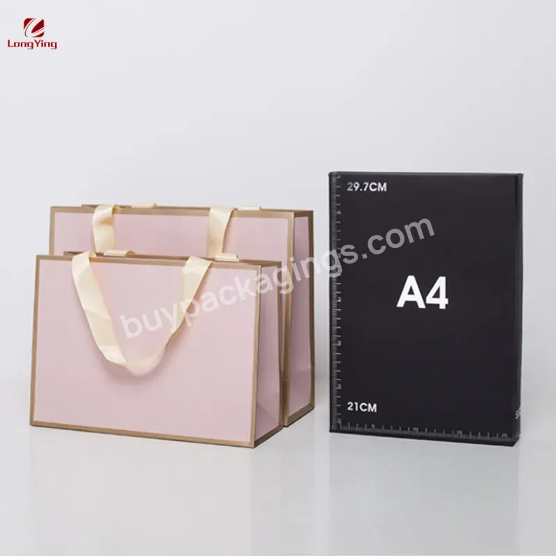 Custom Kraft Paper Bag Waterproof Luxury Shopping Bag Clothing Packaging Bag With Satin Silk Ribbon