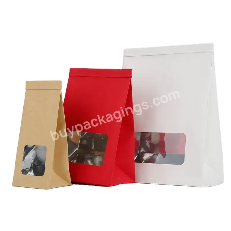 Custom Kraft Paper Bag With Tin Tie And Clear Window For Food