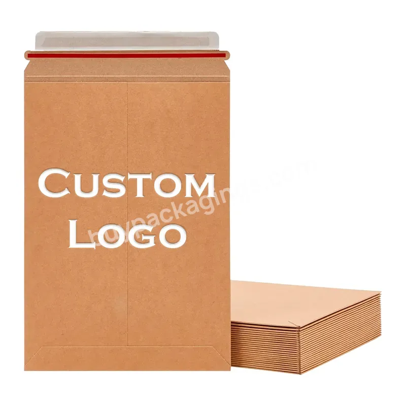 Custom Kraft Paper Cardboard Eco Friendly Shipping Mailer Envelope With Logo Printing Inflexible Packaging Flat Product