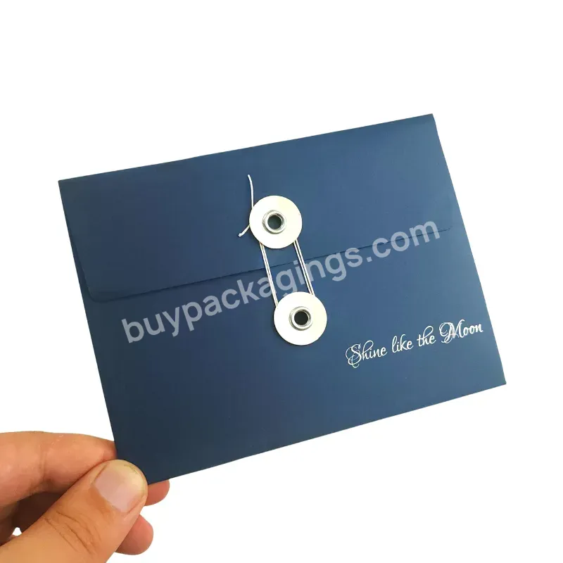 Custom Kraft Paper Envelope Button With String Closure Packaging Paper Envelope