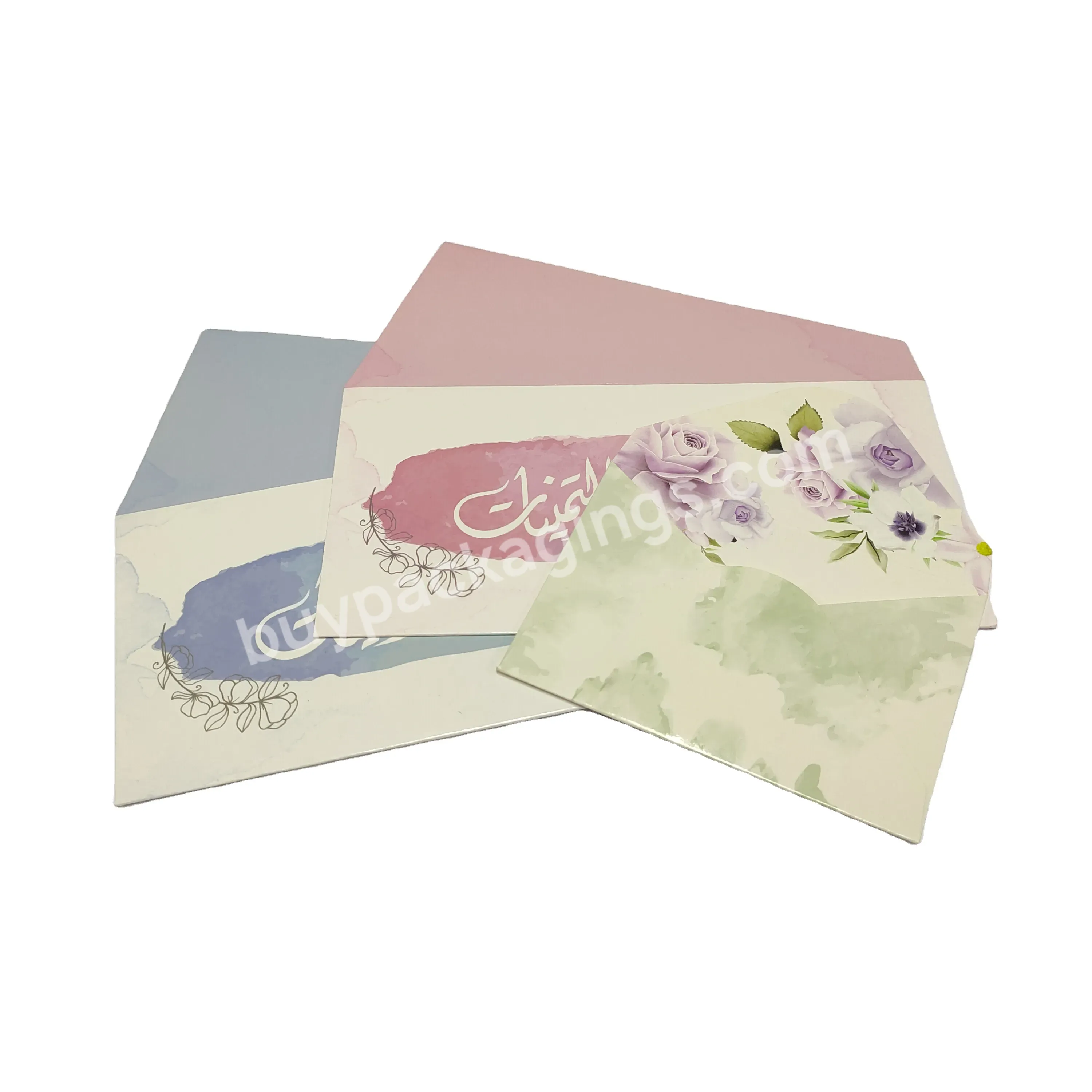 Custom Kraft Paper Envelope With Flower Pattern For Greeting Business Card