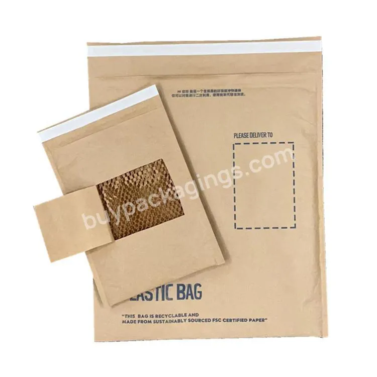 Custom Kraft Paper Wrap Bubble Shockproof Envelopes Mailing Courier Shipping Bags Eco Honeycomb Padded Paper Mailer