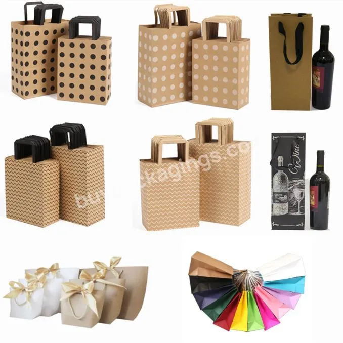 Custom Kraft Reusable Drawstring Ribbon Handle Shopping Luxury Packaging With Handle Paper Bag With Your Own Logo Printed