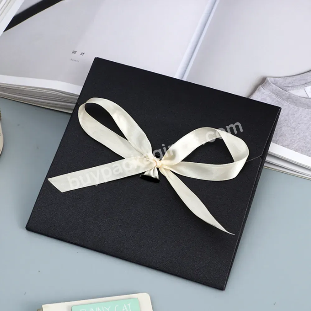 Custom Kraft Silk Scarf Gift Paper Boxes Cardboard Foldable Envelope Postcard Packing Box With Ribbon For Wedding Packaging Box