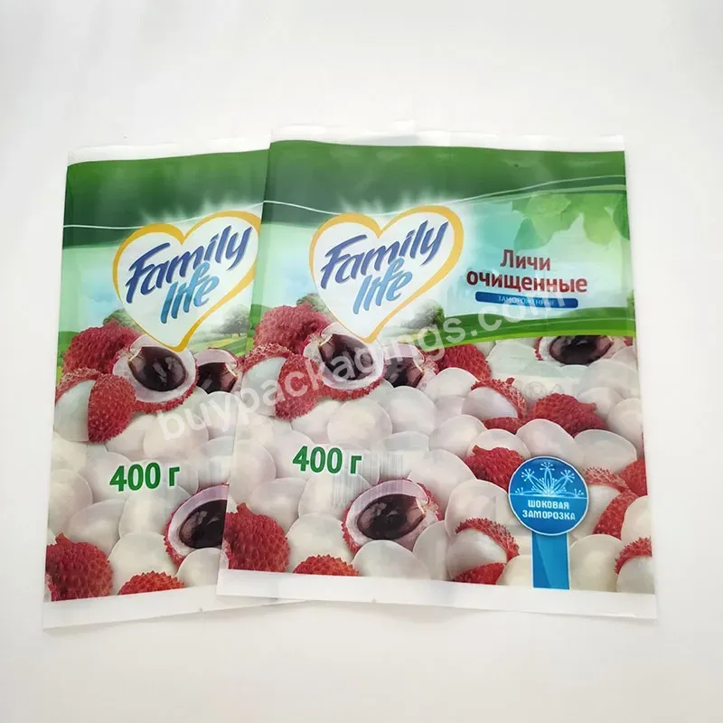 Custom Laminated Food Grade Center Sealing Matt Frosted Back Sealed Snacks Fruit Plastic Packing Bag