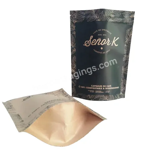 Custom Laminated Printing 200g Tea Coffee Powder Packing Bag Aluminum Foil Sealed Zipper Stand Up Pouch