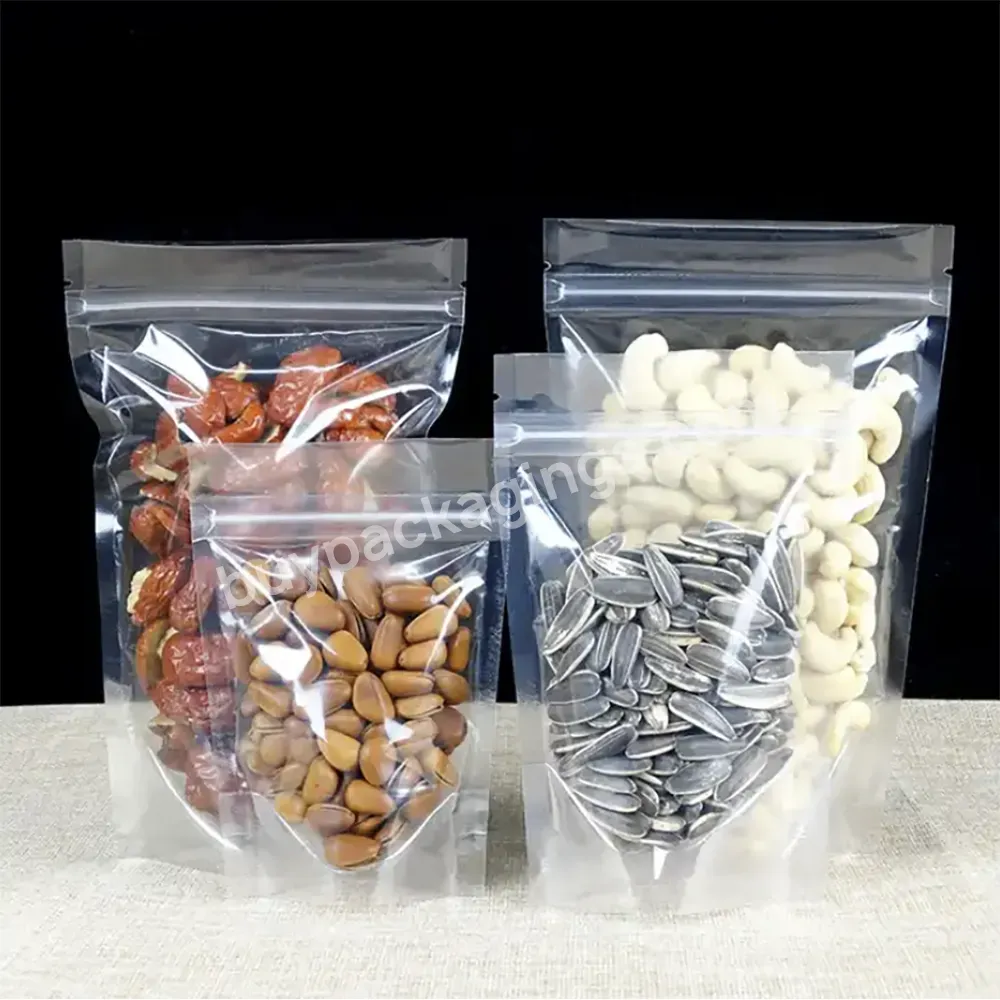 Custom Laminated Supplier Resealable Grain Food Grade Stand Up Zip Lock Plastic Transparent Clear Self Sealing Packing Pouch Bag