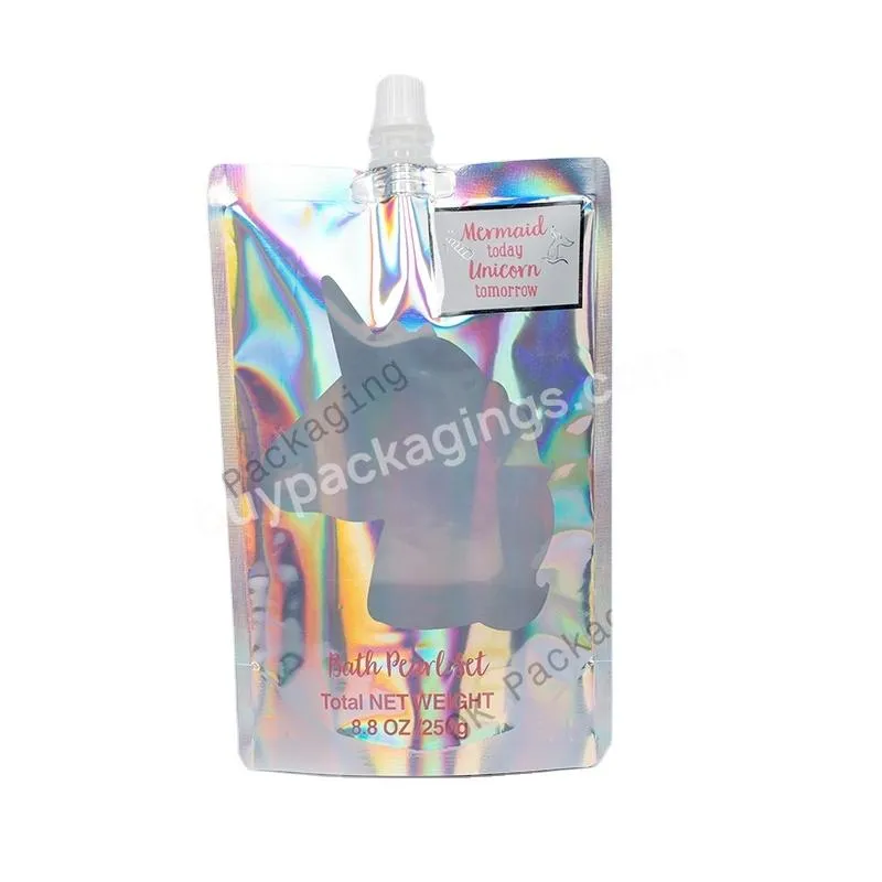 Custom Laser Film Composite Aluminum With Suction Nozzle For Liquid Stand Up Packaging Bag Spout Pouch