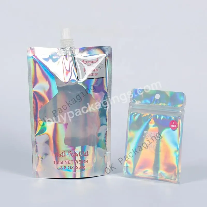 Custom Laser Film Composite Aluminum With Suction Nozzle For Liquid Stand Up Packaging Bag Spout Pouch