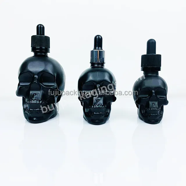 Custom Light-proof 30ml 60ml 120ml Made Black Frosted Skull Shape Glass Dropper Perfume Bottle