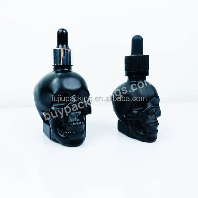 Custom Light-proof 30ml 60ml 120ml Made Black Frosted Skull Shape Glass Dropper Perfume Bottle