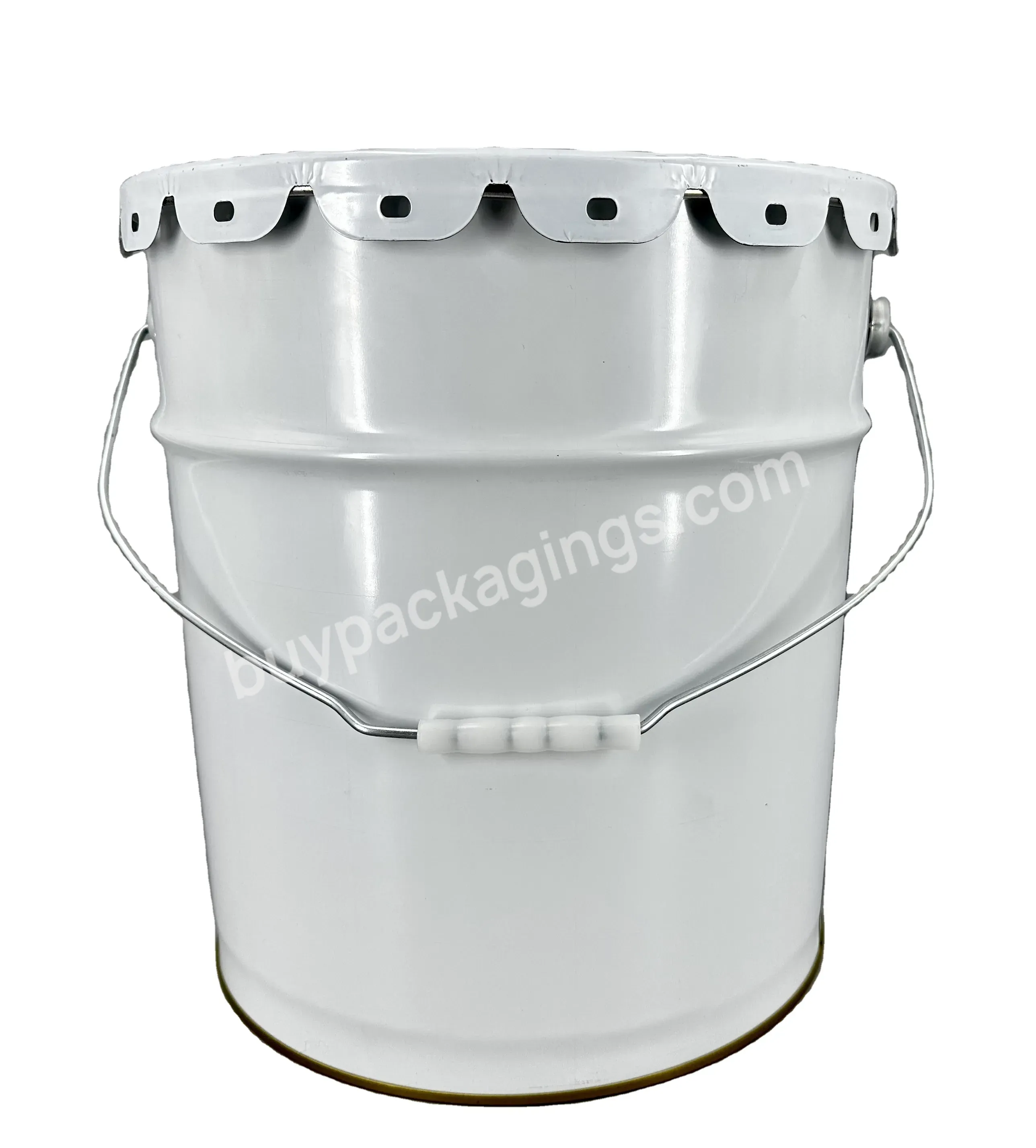 Custom Logo 10l Empty Round Metallic Paint Open Head Bucket Pail With Lug Lid