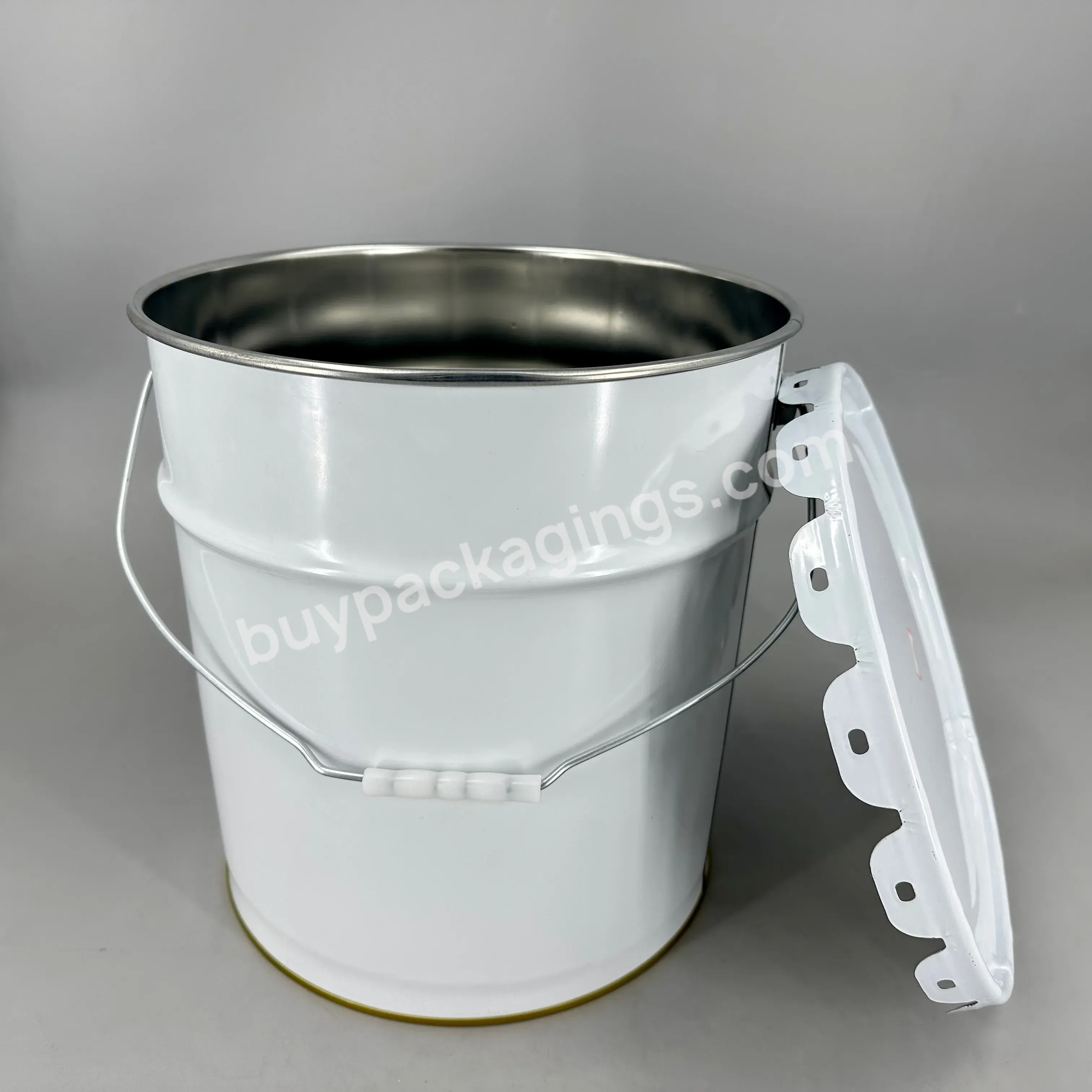 Custom Logo 10l Empty Round Metallic Paint Open Head Bucket Pail With Lug Lid