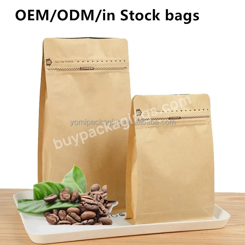 Custom Logo 125g 250g 500g 1kg Aluminum Foil Flat Bottom Coffee Bean Bags With Valve