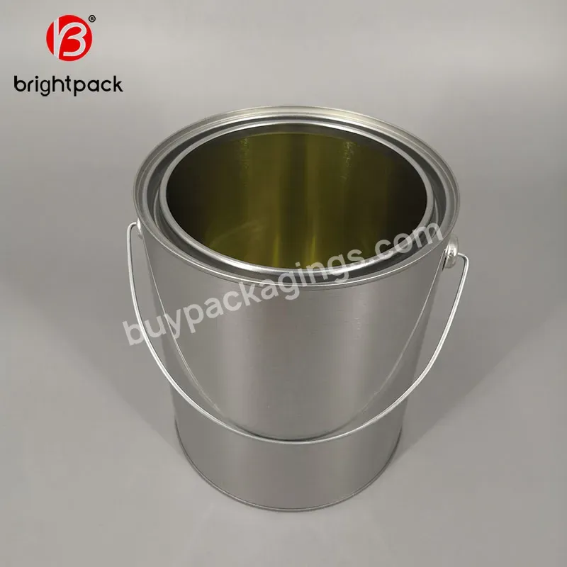 Custom Logo 1l 4l 5l Round Metal Can Epoxy Lined With Triple Tight Lid For Water Based Paint Packaging
