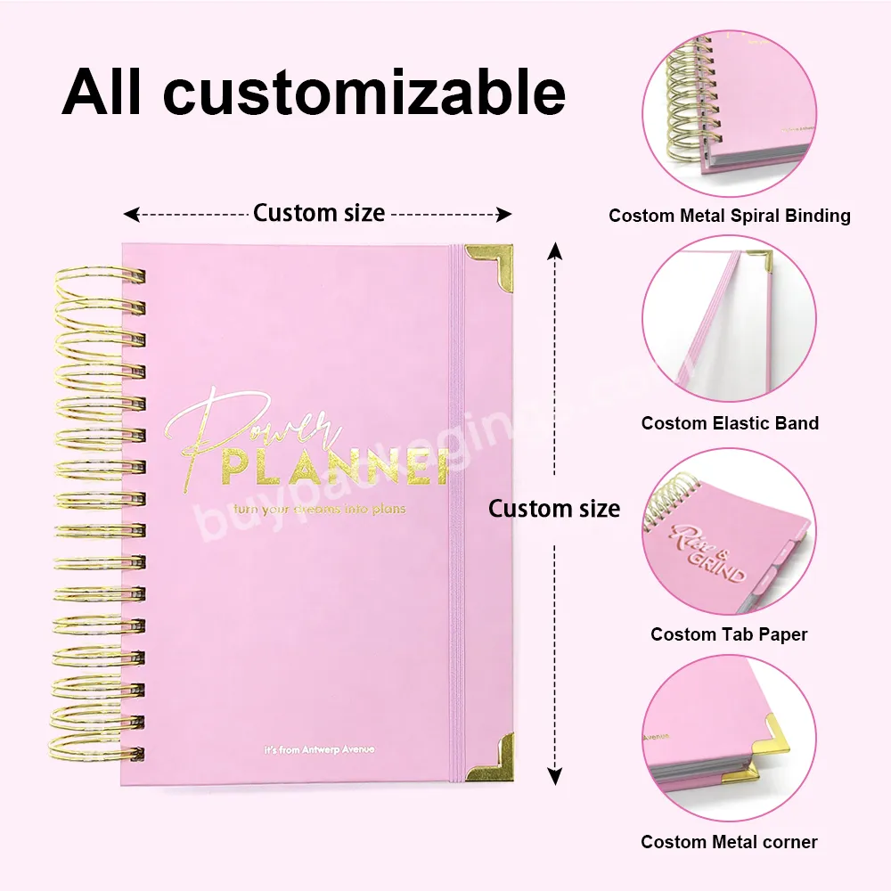 Custom Logo 2023 Pink Spiral Weekly Monthly Manifestation Daily Planner And Journal Customized - Buy Custom Notebook Planner Journal,Custom Planner Printing Dropshipping,Daily Planner And Journal Customized.