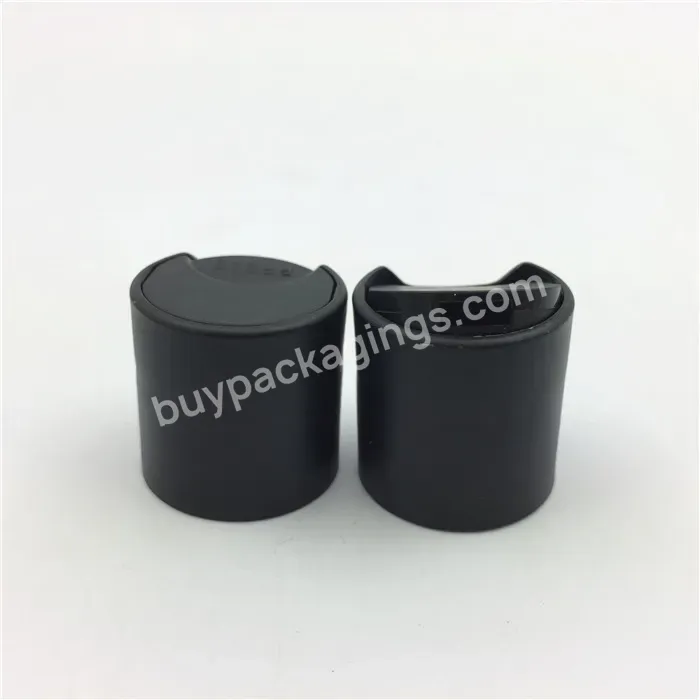 Custom Logo 24mm 28mm Pp Press Cap Matte Black Disc Top Cap Lid For Cosmetic Packaging