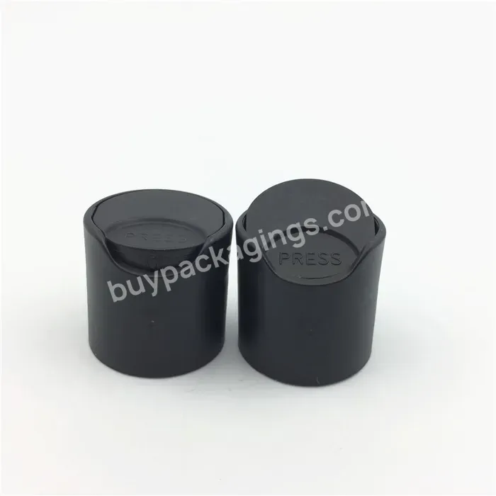 Custom Logo 24mm 28mm Pp Press Cap Matte Black Disc Top Cap Lid For Cosmetic Packaging