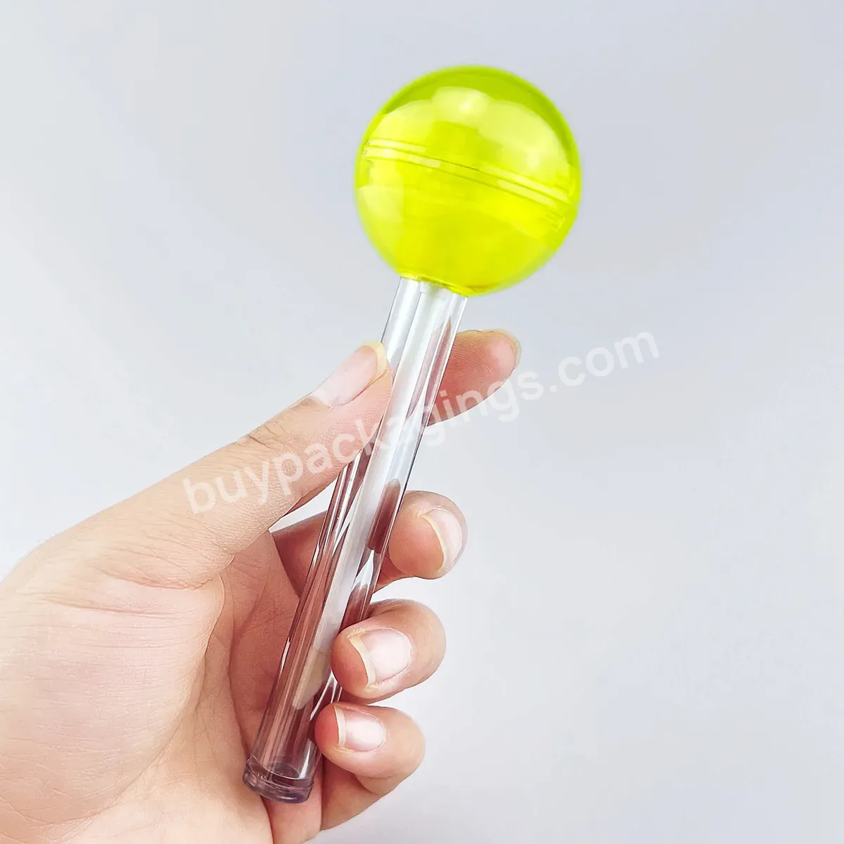 Custom Logo 2in1 Transparent Eos Lip Balm Container Cosmetic Packaging Tubes Empty Lollipop Lip Gloss Tubes