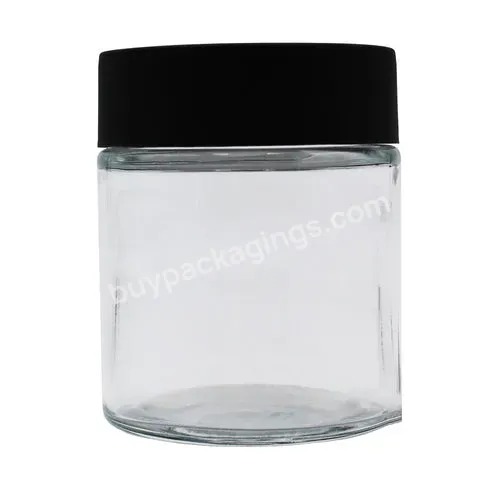 Custom Logo 2oz 3oz 4oz 5oz 8oz 10oz Child Resistant Straight Sided Flower Packaging Clear Glass Jar With Lid