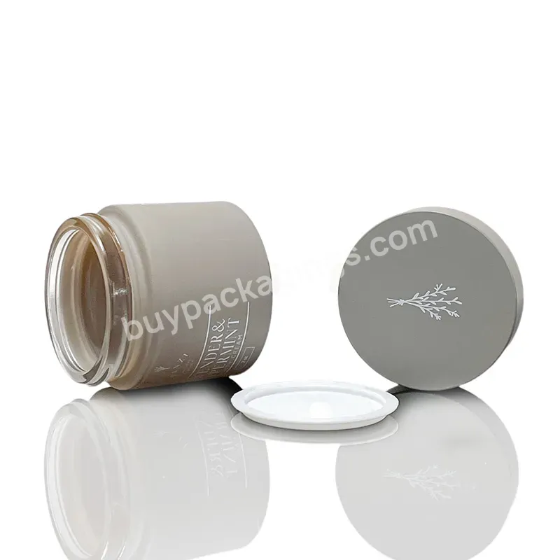 Custom Logo 2oz Frosted Tan Glass Jars Matte 60ml Cosmetic Cream Container For Cosmetics With Round Lid