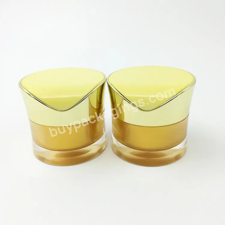 Custom Logo 30g 50g Round Luxury Acrylic Jar Gold Jar Container Empty Cream Jar Plastic Cosmetic Packaging Bottle Manufacturer/wholesale Manufacturer/wholesale