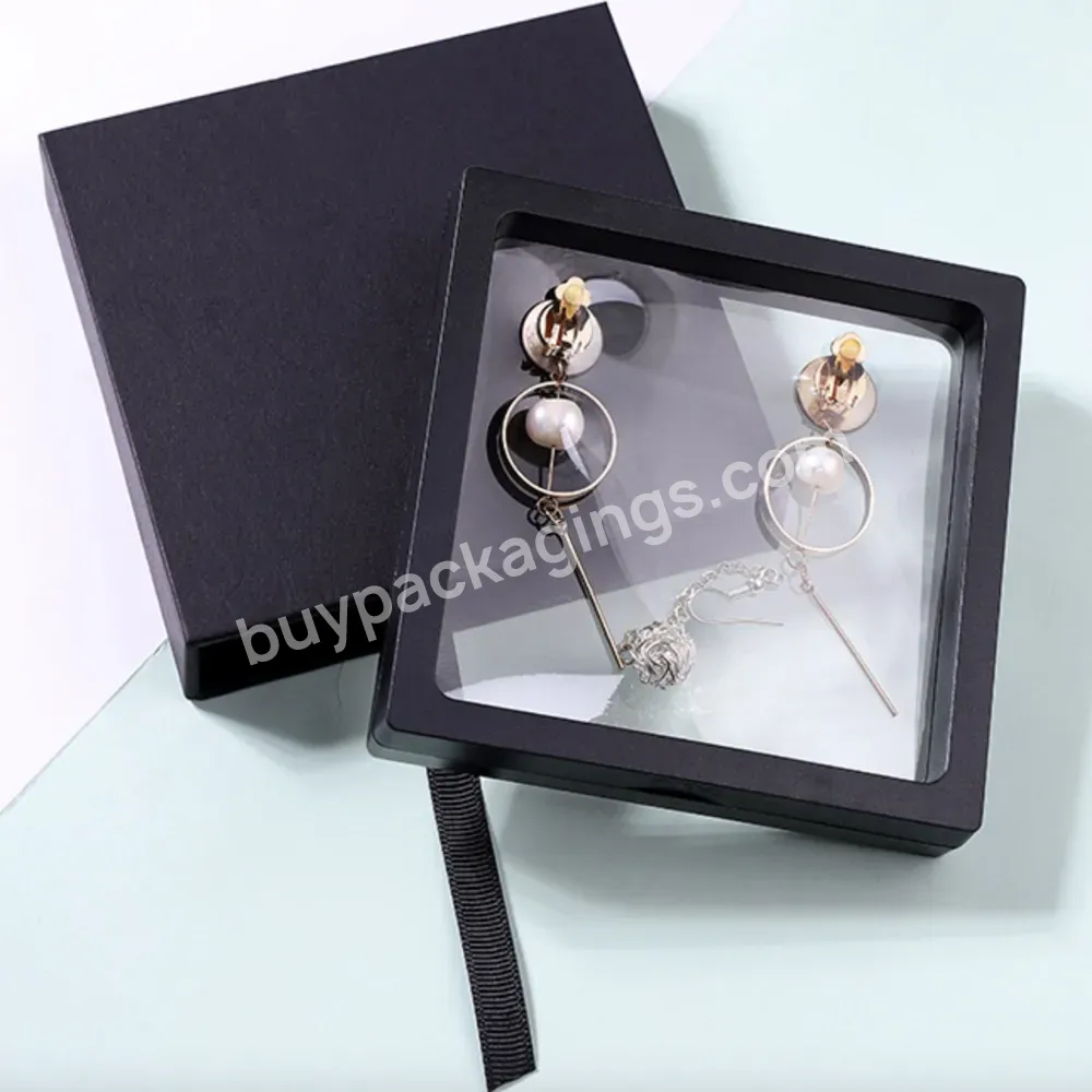 Custom Logo 3d Floating Display Frame For Nail Necklace Ring Coin Bracelet Transparent Pe Film Suspended Gift Packaging Boxes - Buy 3d Floating Frame Display,Transparent Pe Film Wedding Ring Plastic Suspension Jewellery Display Box,Transparent Pe Fil